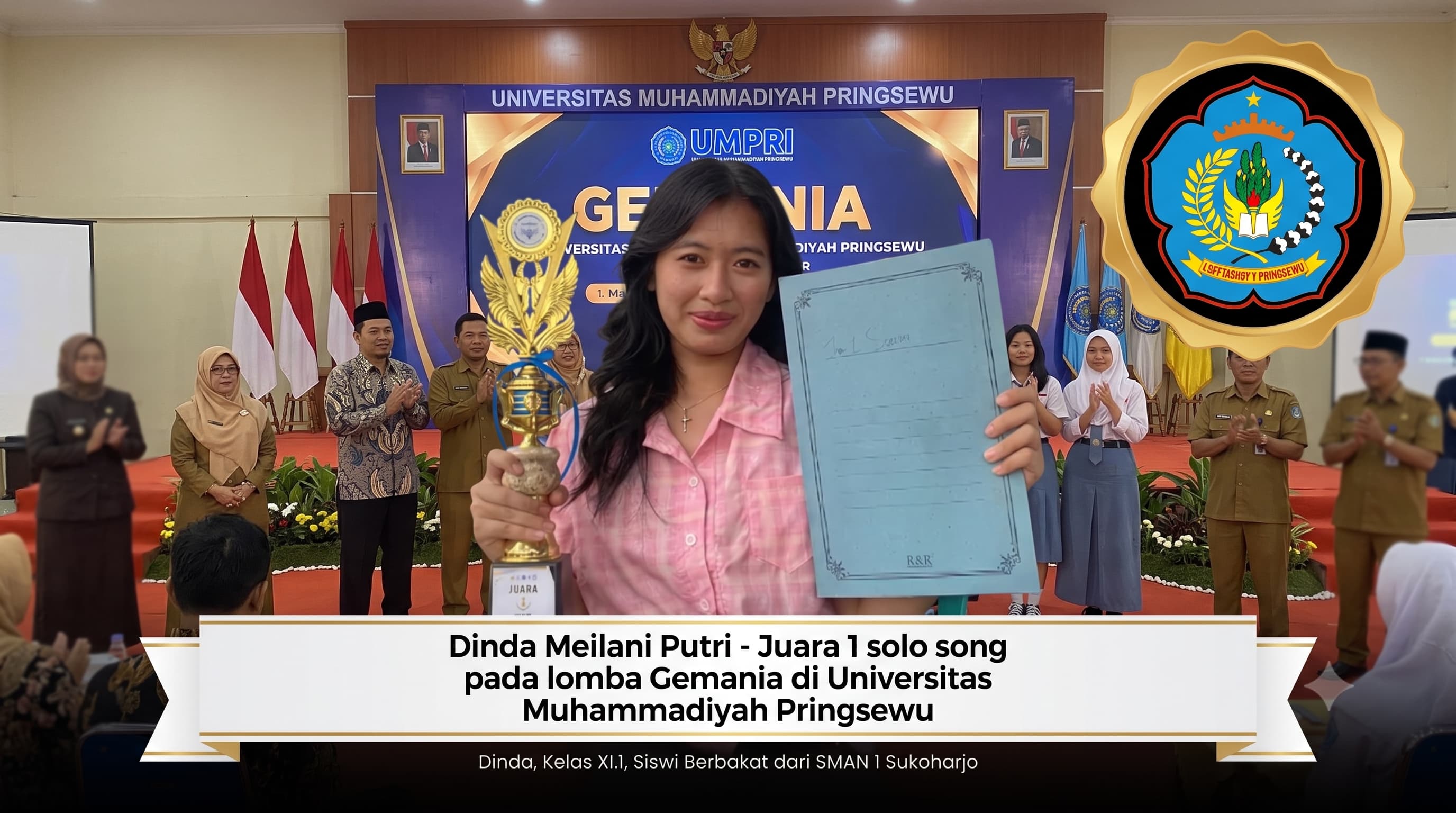 Dinda Meilani Putri dari Kelas XI.1 Raih Juara 1 Solo Song di Lomba Gemania Universitas Muhammadiyah Pringsewu
